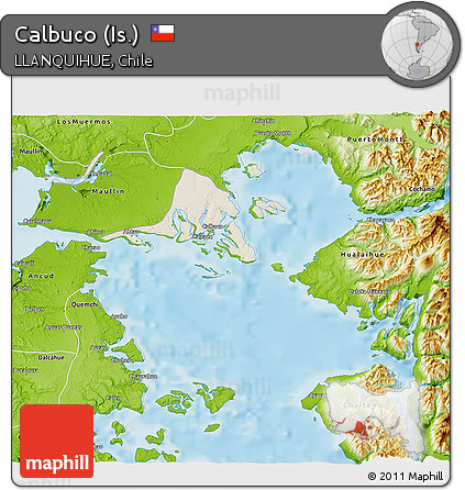 Shaded Relief 3D Map of Calbuco (Is.), physical outside