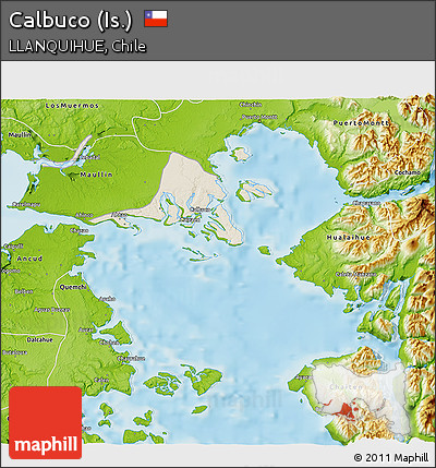Shaded Relief 3D Map of Calbuco (Is.), physical outside