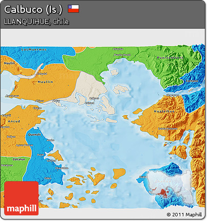 Shaded Relief 3D Map of Calbuco (Is.), political outside