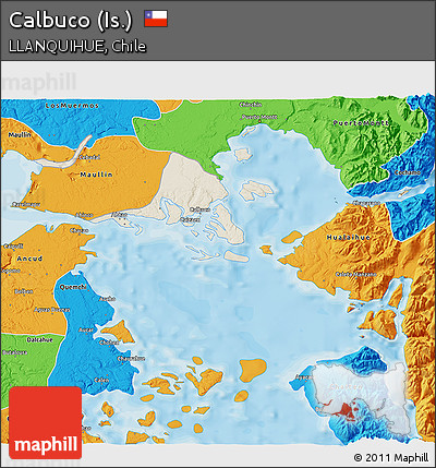 Shaded Relief 3D Map of Calbuco (Is.), political outside