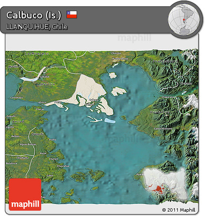 Shaded Relief 3D Map of Calbuco (Is.), satellite outside