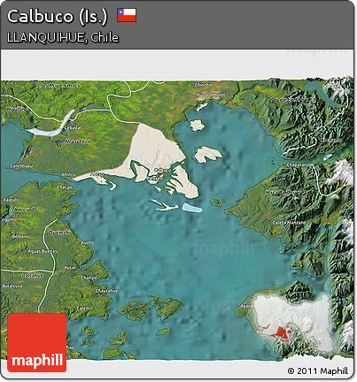 Shaded Relief 3D Map of Calbuco (Is.), satellite outside