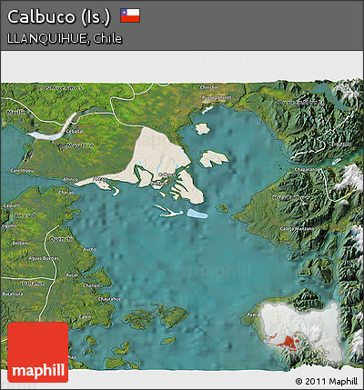 Shaded Relief 3D Map of Calbuco (Is.), satellite outside