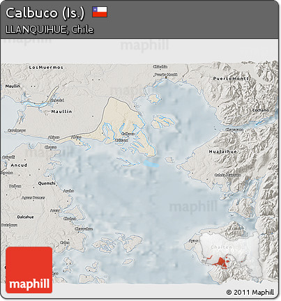 Shaded Relief 3D Map of Calbuco (Is.), semi-desaturated