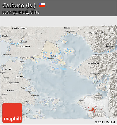 Shaded Relief 3D Map of Calbuco (Is.), semi-desaturated