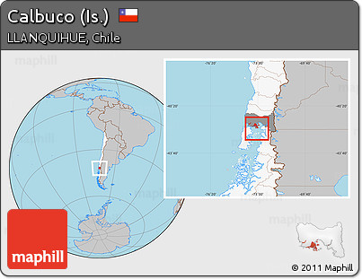 Gray Location Map of Calbuco (Is.), highlighted country, highlighted parent region