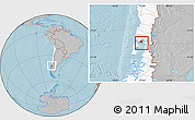 Gray Location Map of Calbuco (Is.), highlighted country, hill shading