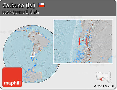 Gray Location Map of Calbuco (Is.), hill shading