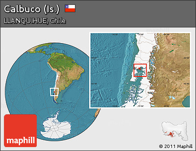 Satellite Location Map of Calbuco (Is.), highlighted country