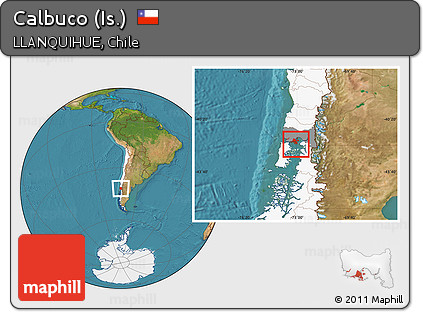 Satellite Location Map of Calbuco (Is.), highlighted country, highlighted parent region
