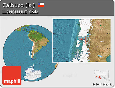 Satellite Location Map of Calbuco (Is.), highlighted country, highlighted parent region