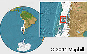 Satellite Location Map of Calbuco (Is.), highlighted country, highlighted parent region