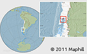 Savanna Style Location Map of Calbuco (Is.), highlighted country, hill shading