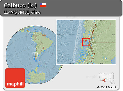 Savanna Style Location Map of Calbuco (Is.), hill shading