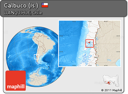 Shaded Relief Location Map of Calbuco (Is.), highlighted country