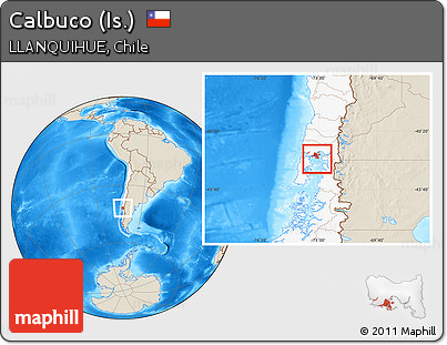 Shaded Relief Location Map of Calbuco (Is.), highlighted country