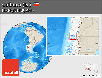 Shaded Relief Location Map of Calbuco (Is.), highlighted country