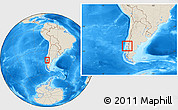 Shaded Relief Location Map of Calbuco (Is.), highlighted parent region, within the entire country