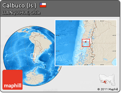 Shaded Relief Location Map of Calbuco (Is.), highlighted parent region