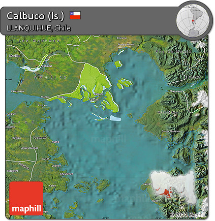 Physical Map of Calbuco (Is.), satellite outside