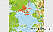 Political Map of Calbuco (Is.), physical outside