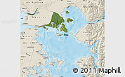 Satellite Map of Calbuco (Is.), shaded relief outside