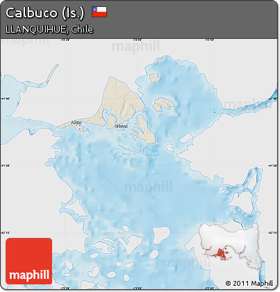 Shaded Relief Map of Calbuco (Is.), single color outside