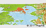 Political Panoramic Map of Calbuco (Is.), physical outside
