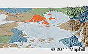 Political Panoramic Map of Calbuco (Is.), semi-desaturated