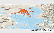 Political Panoramic Map of Calbuco (Is.), shaded relief outside