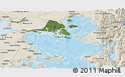 Satellite Panoramic Map of Calbuco (Is.), shaded relief outside