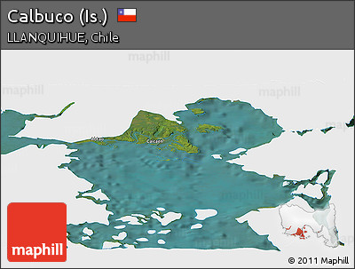 Satellite Panoramic Map of Calbuco (Is.), single color outside