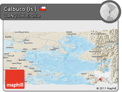 Shaded Relief Panoramic Map of Calbuco (Is.)