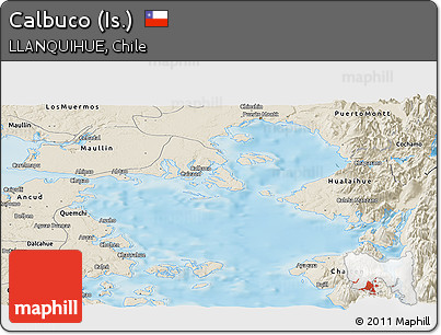 Shaded Relief Panoramic Map of Calbuco (Is.)