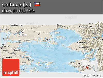 Shaded Relief Panoramic Map of Calbuco (Is.)
