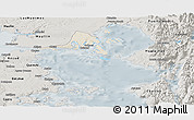 Shaded Relief Panoramic Map of Calbuco (Is.), semi-desaturated