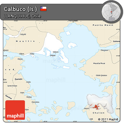 Classic Style Simple Map of Calbuco (Is.)