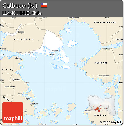 Classic Style Simple Map of Calbuco (Is.)