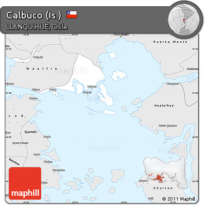 Silver Style Simple Map of Calbuco (Is.)