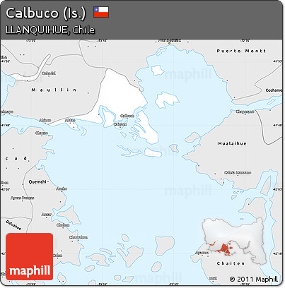 Silver Style Simple Map of Calbuco (Is.)