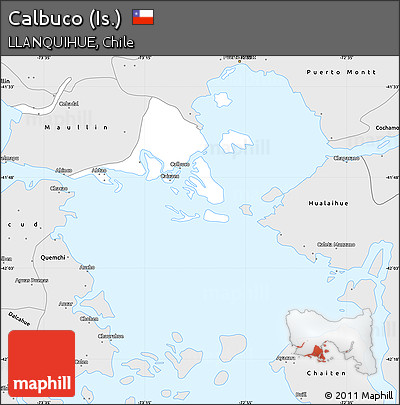 Silver Style Simple Map of Calbuco (Is.)