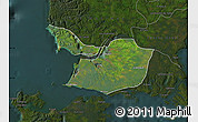 Satellite Map of Maullin, darken