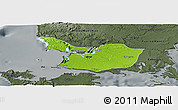 Physical Panoramic Map of Maullin, darken, semi-desaturated