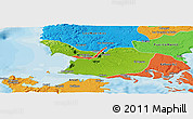 Physical Panoramic Map of Maullin, political outside