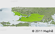 Physical Panoramic Map of Maullin, semi-desaturated