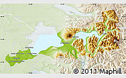 Physical Map of Puerto Varas, lighten
