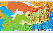 Physical Map of Puerto Varas, political outside