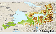 Physical Map of Puerto Varas, shaded relief outside