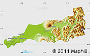 Physical Map of Puerto Varas, single color outside