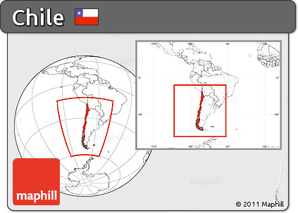 Blank Location Map of Chile, within the entire continent